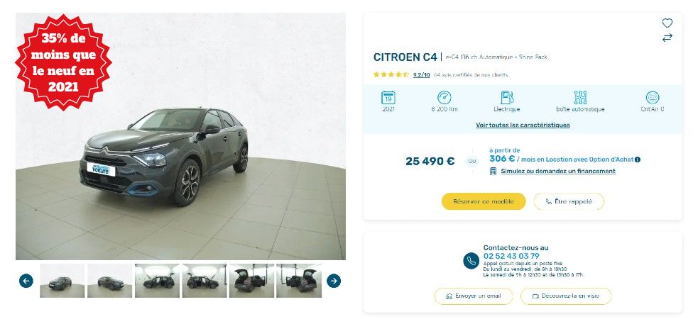 Voiture électrique d'occasion 35% moins chère que le neuf