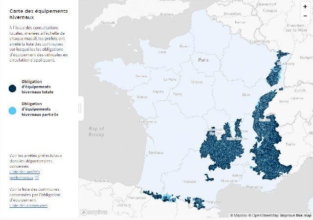 Carte des départements concernés par la loi Montagne