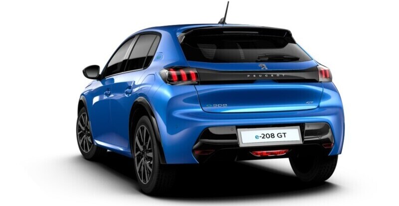 peugeot 208 gt bleue statique arriere