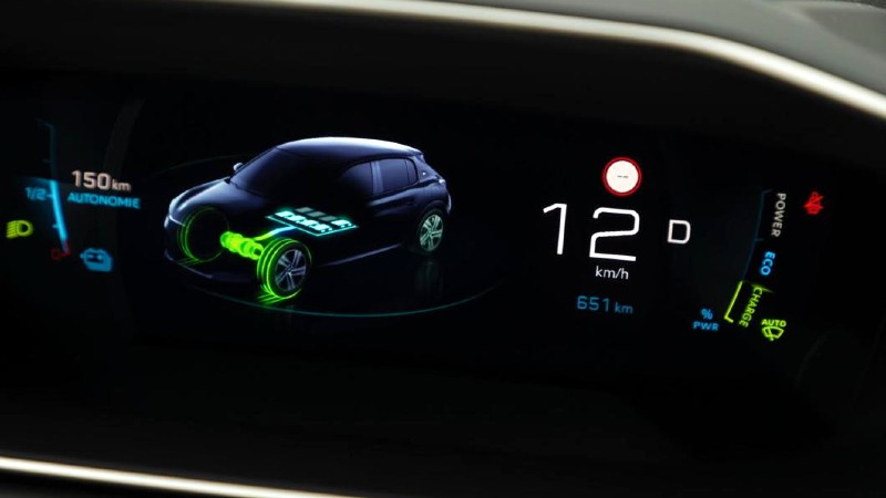 Peugeot e-208 freinage régénratif