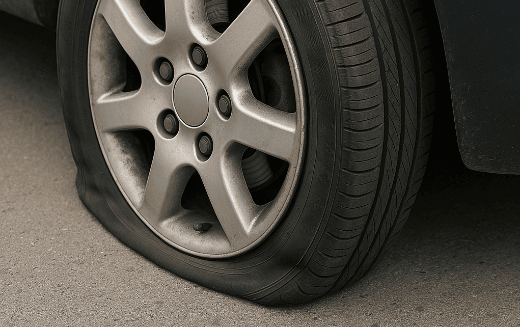 pneu crevé sur une voiture