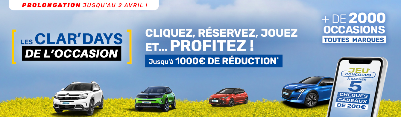 Retrouvez nos Clar'days jusqu'au 2 avril !